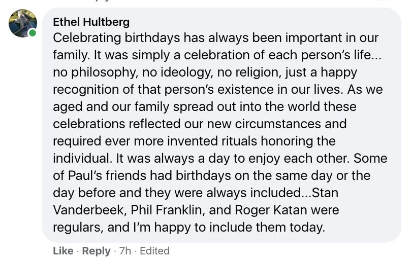 Screenshot of a Facebook message from Ethel Hultberg